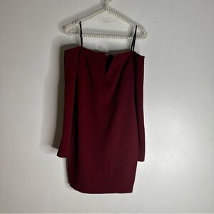 lulus dress Small Berry‎ Red Wine Body Con Long Sleeve Off Shoulder Mini CP